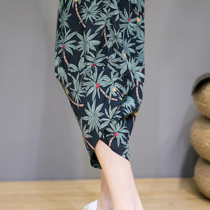 Buddha Stones Sommerliche Boho-Caprihose mit Kordelzug, Blumenmuster, Herren-Haremshose mit Tasche - image 11