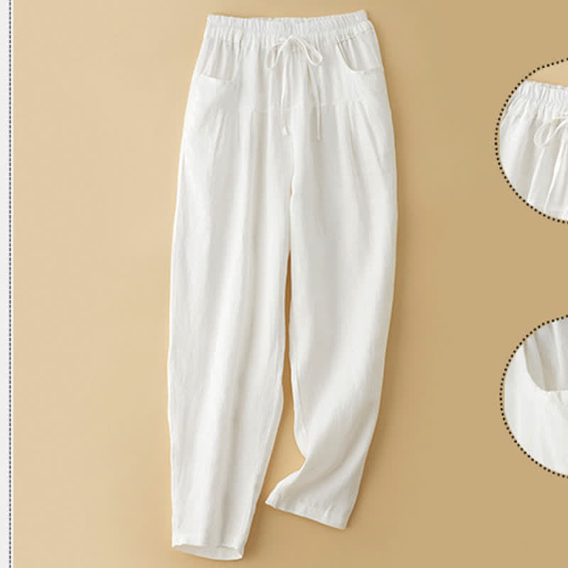 Buddha Stones Lässige, minimalistische Haremshose mit Kordelzug und Tasche für Damen – ideal für den Sommer. - image 11