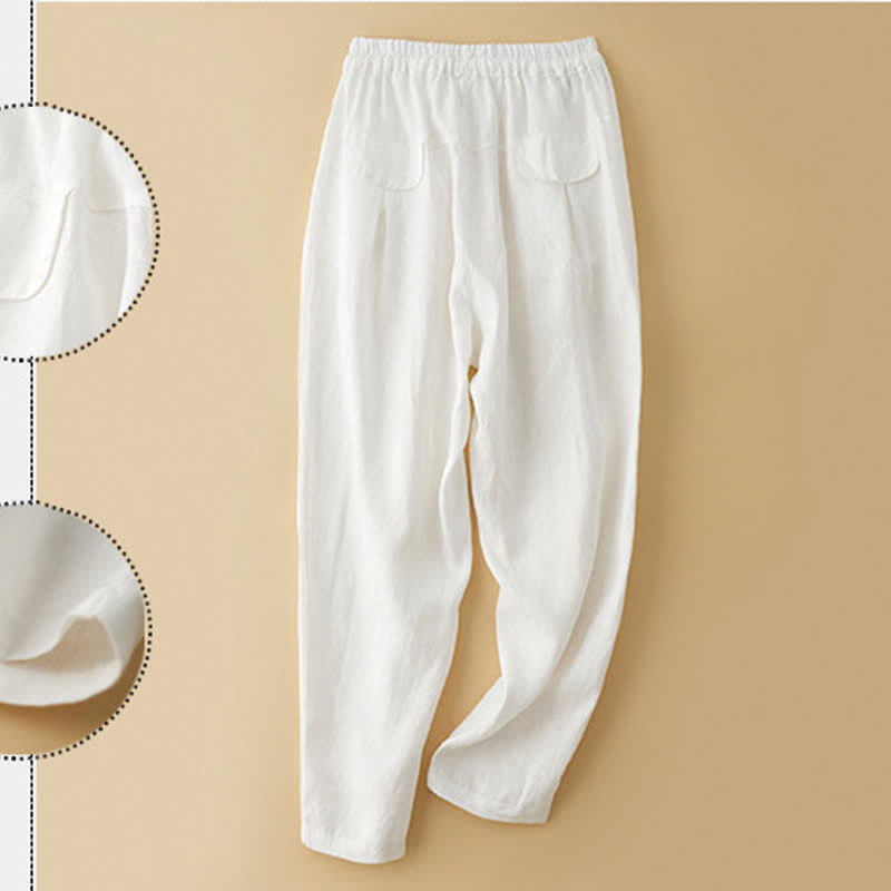 Buddha Stones Lässige, minimalistische Haremshose mit Kordelzug und Tasche für Damen – ideal für den Sommer. - image 12