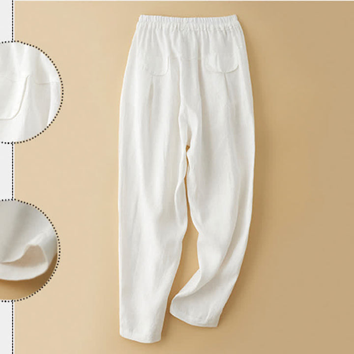 Buddha Stones Lässige, minimalistische Haremshose mit Kordelzug und Tasche für Damen – ideal für den Sommer. - image 12