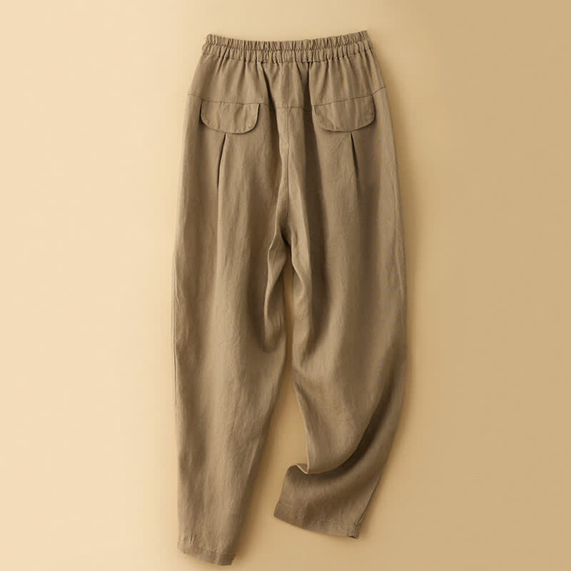 Buddha Stones Lässige, minimalistische Haremshose mit Kordelzug und Tasche für Damen – ideal für den Sommer. - image 1