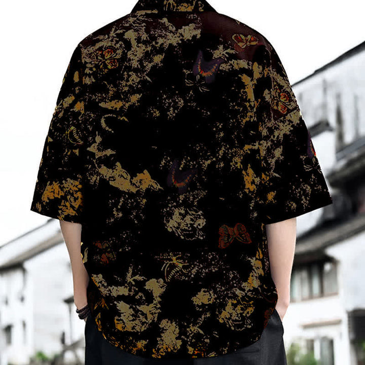 Buddha Stones Sommerliches, lässiges Tang-Style Herren-T-Shirt mit Blumenmuster und V-Ausschnitt, Kurzarm - image 7