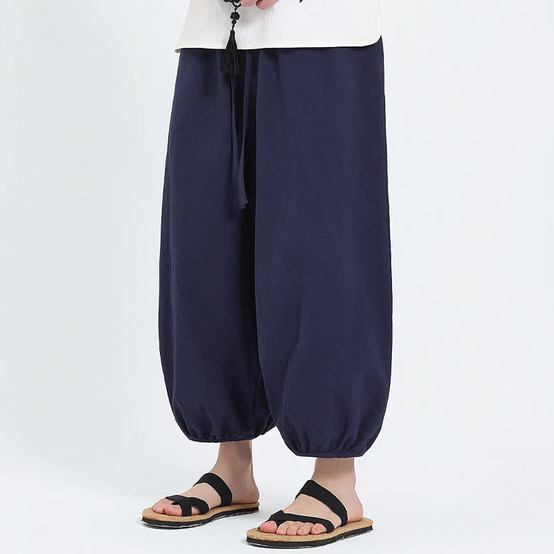 Buddha Stones Sommerliche Tang Style Freizeit-Haremshose mit Kordelzug und Taschen - image 1