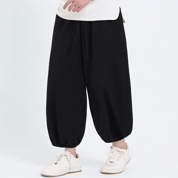 Buddha Stones Sommerliche Tang Style Freizeit-Haremshose mit Kordelzug und Taschen - image 11