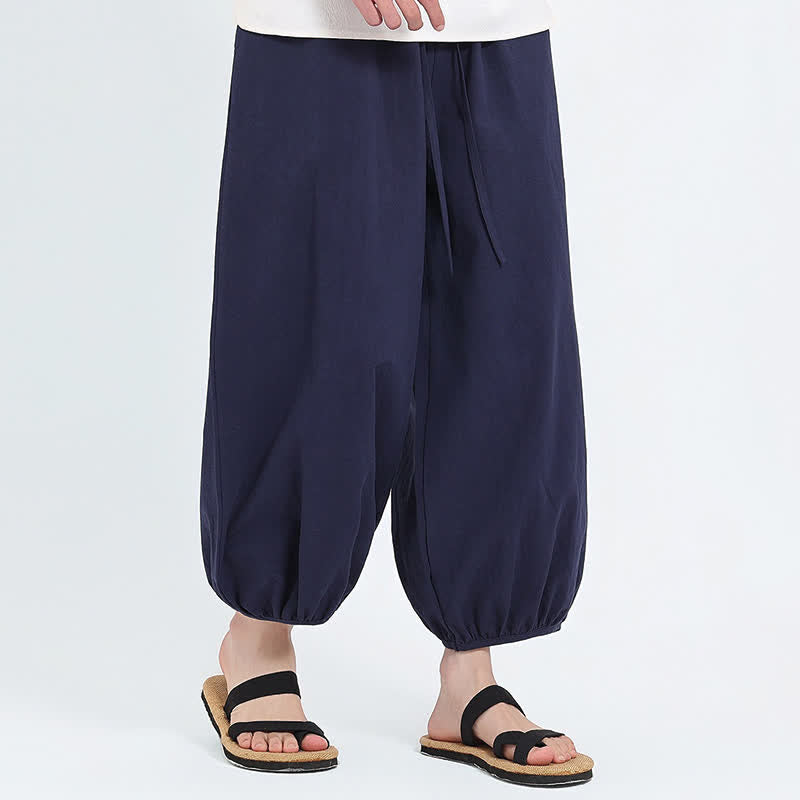 Buddha Stones Sommerliche Tang Style Freizeit-Haremshose mit Kordelzug und Taschen - image 14