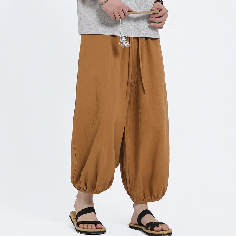 Buddha Stones Sommerliche Tang Style Freizeit-Haremshose mit Kordelzug und Taschen - image 16
