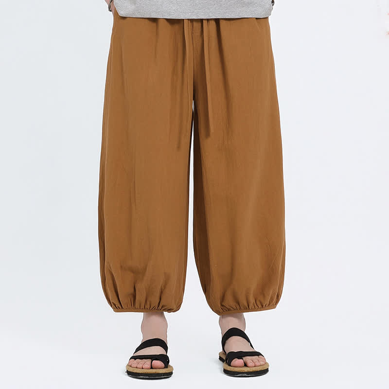 Buddha Stones Sommerliche Tang Style Freizeit-Haremshose mit Kordelzug und Taschen - Goldrute - US/ UK/AU46, EU56 (5XL) - image 15