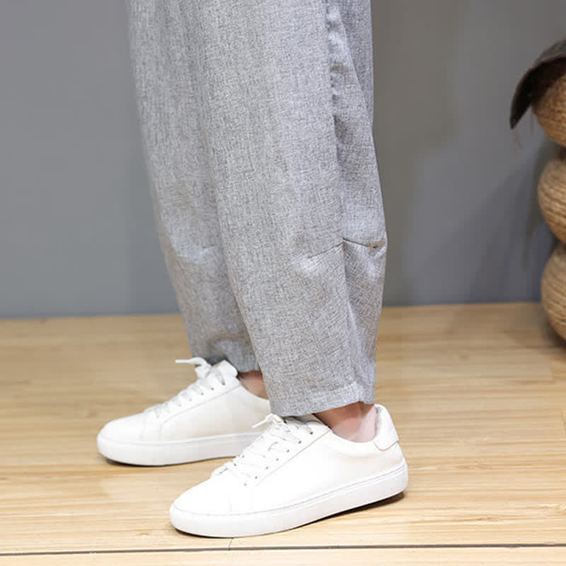 Buddha Stones Lässige, minimalistische Sommerhose mit Kordelzug, einfarbig, verkürzt, Herrenhose mit schmal zulaufendem Bein und Taschen - image 29