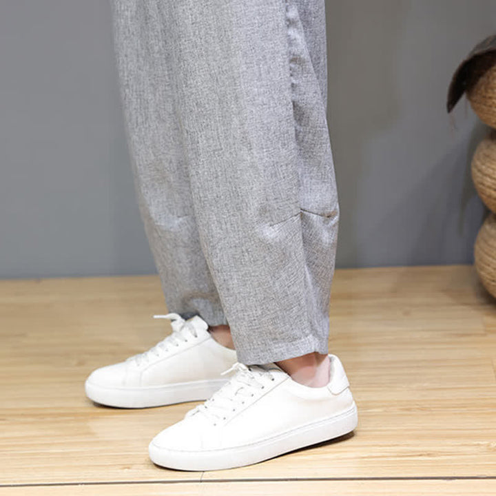 Buddha Stones Lässige, minimalistische Sommerhose mit Kordelzug, einfarbig, verkürzt, Herrenhose mit schmal zulaufendem Bein und Taschen - image 29