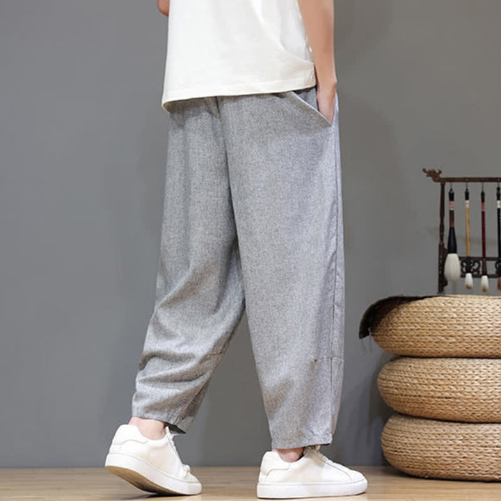 Buddha Stones Lässige, minimalistische Sommerhose mit Kordelzug, einfarbig, verkürzt, Herrenhose mit schmal zulaufendem Bein und Taschen - image 22
