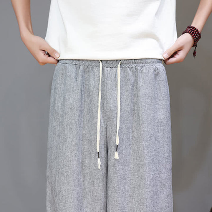 Buddha Stones Lässige, minimalistische Sommerhose mit Kordelzug, einfarbig, verkürzt, Herrenhose mit schmal zulaufendem Bein und Taschen - image 27