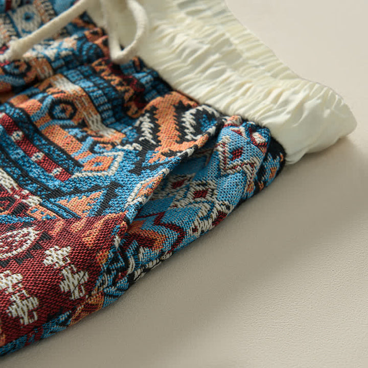 Buddha Stones Sommer-Freizeit-Boho-Shorts für Herren mit Kordelzug, geometrischem Muster und Taschen - image 6