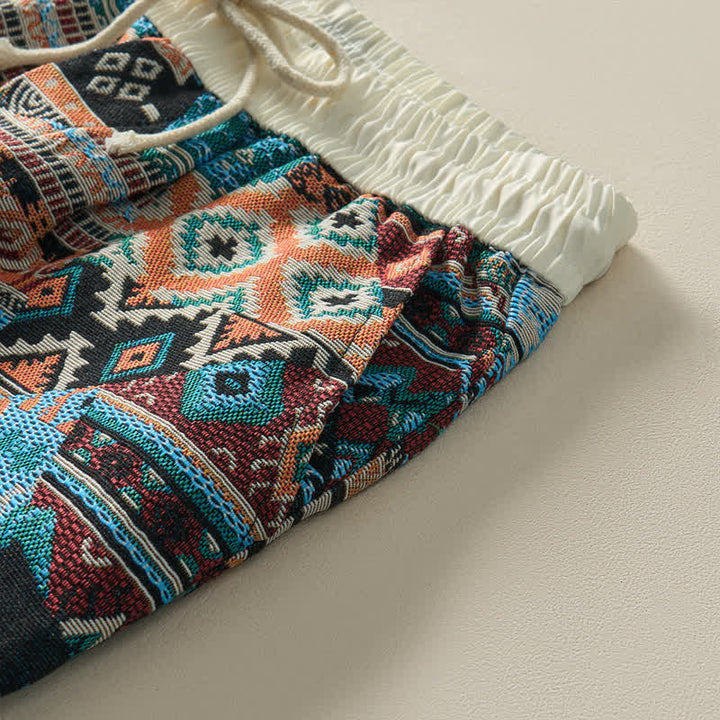 Buddha Stones Sommer-Freizeit-Boho-Shorts für Herren mit Kordelzug, geometrischem Muster und Taschen - image 5