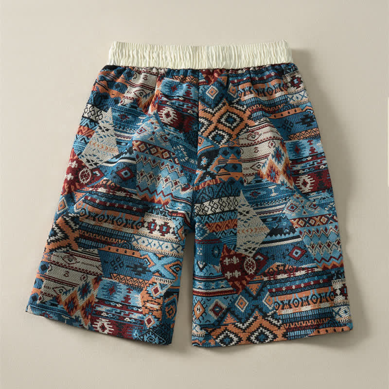 Buddha Stones Sommer-Freizeit-Boho-Shorts für Herren mit Kordelzug, geometrischem Muster und Taschen - image 2