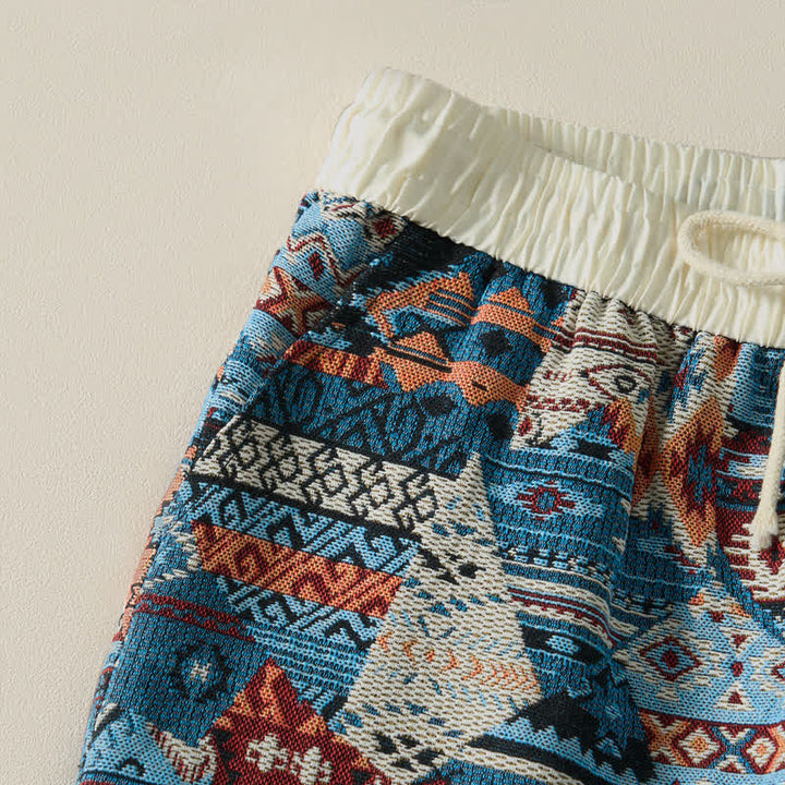 Buddha Stones Sommer-Freizeit-Boho-Shorts für Herren mit Kordelzug, geometrischem Muster und Taschen - image 4