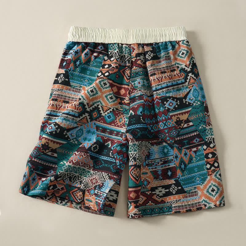 Buddha Stones Sommer-Freizeit-Boho-Shorts für Herren mit Kordelzug, geometrischem Muster und Taschen - image 10