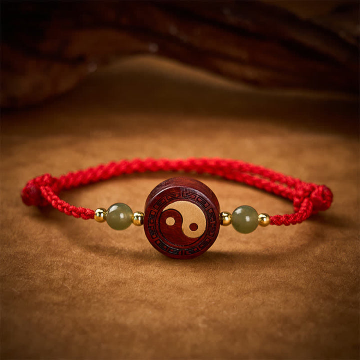 Buddha Stones Lila Sandelholz-Jade-Yin-Yang-Bastelband mit roter Schnur - image 2