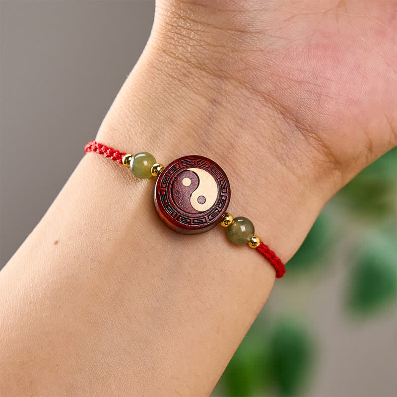 Buddha Stones Lila Sandelholz-Jade-Yin-Yang-Bastelband mit roter Schnur - image 8