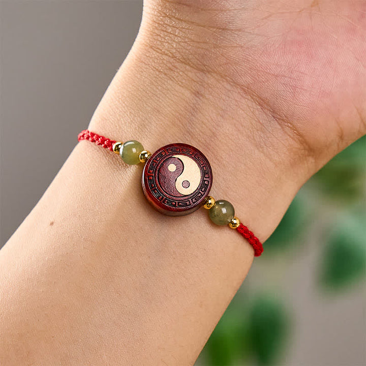Buddha Stones Lila Sandelholz-Jade-Yin-Yang-Bastelband mit roter Schnur - image 8