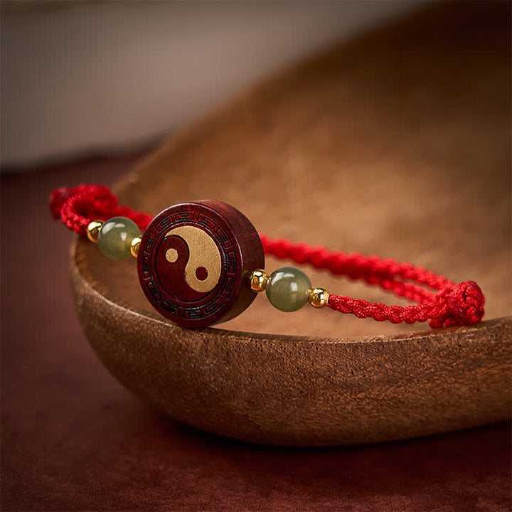 Buddha Stones Lila Sandelholz-Jade-Yin-Yang-Bastelband mit roter Schnur - image 3