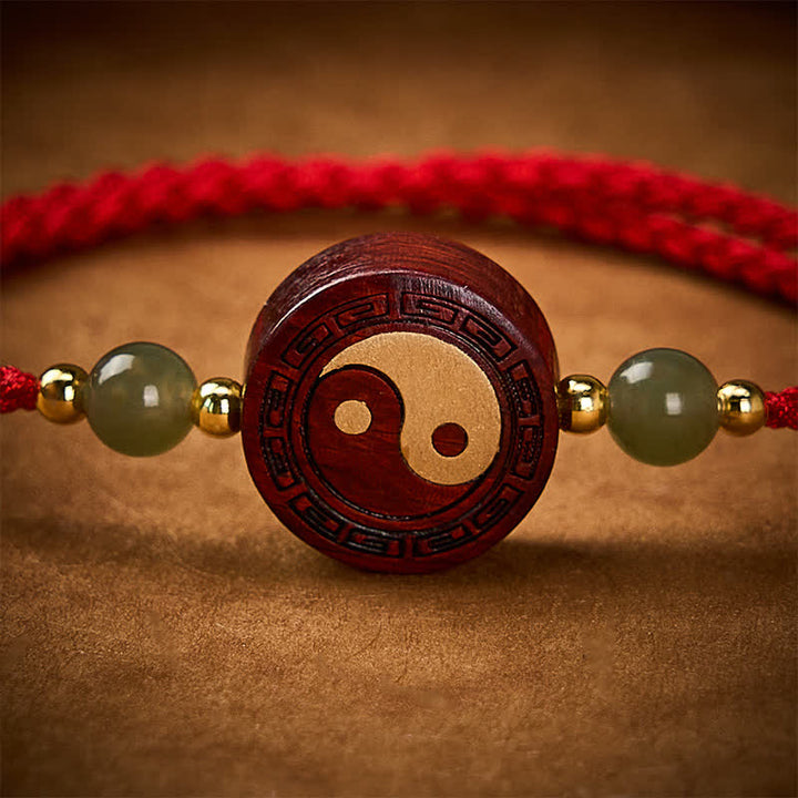 Buddha Stones Lila Sandelholz-Jade-Yin-Yang-Bastelband mit roter Schnur - image 4