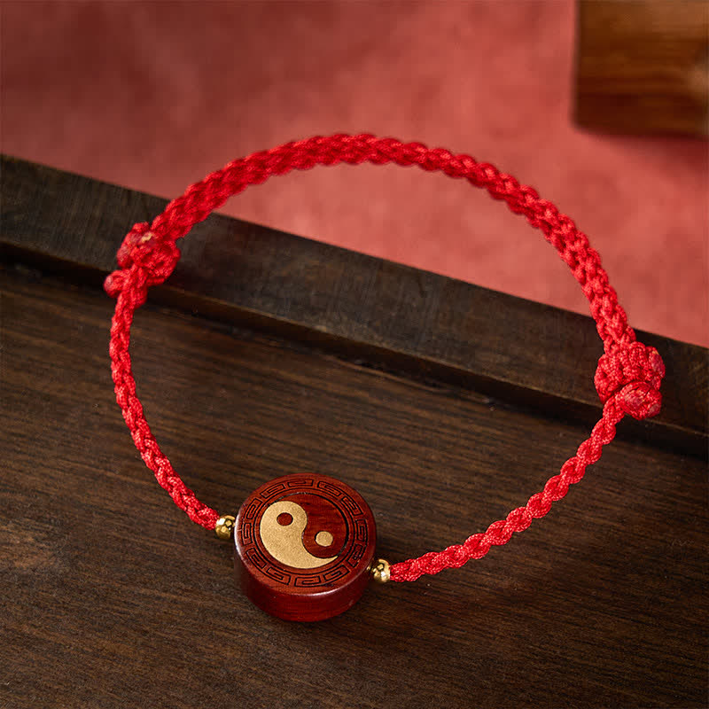 Buddha Stones Lila Sandelholz Yin Yang Schutz Rotes Armband - image 1