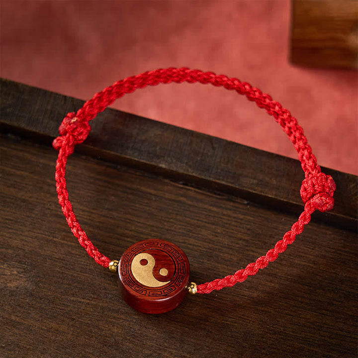 Buddha Stones Lila Sandelholz Yin Yang Schutz Rotes Armband - image 1