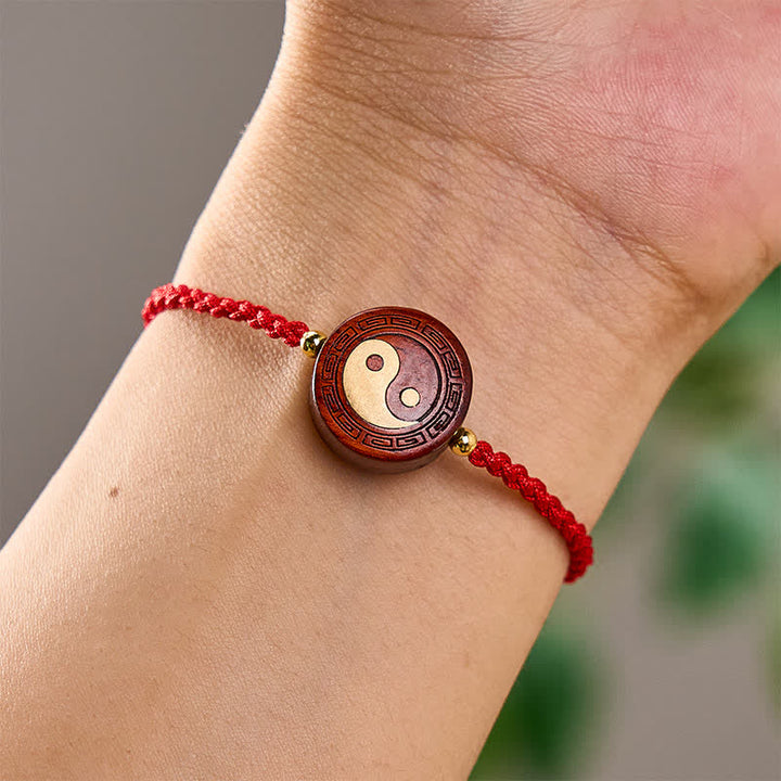 Buddha Stones Lila Sandelholz Yin Yang Schutz Rotes Armband - image 7