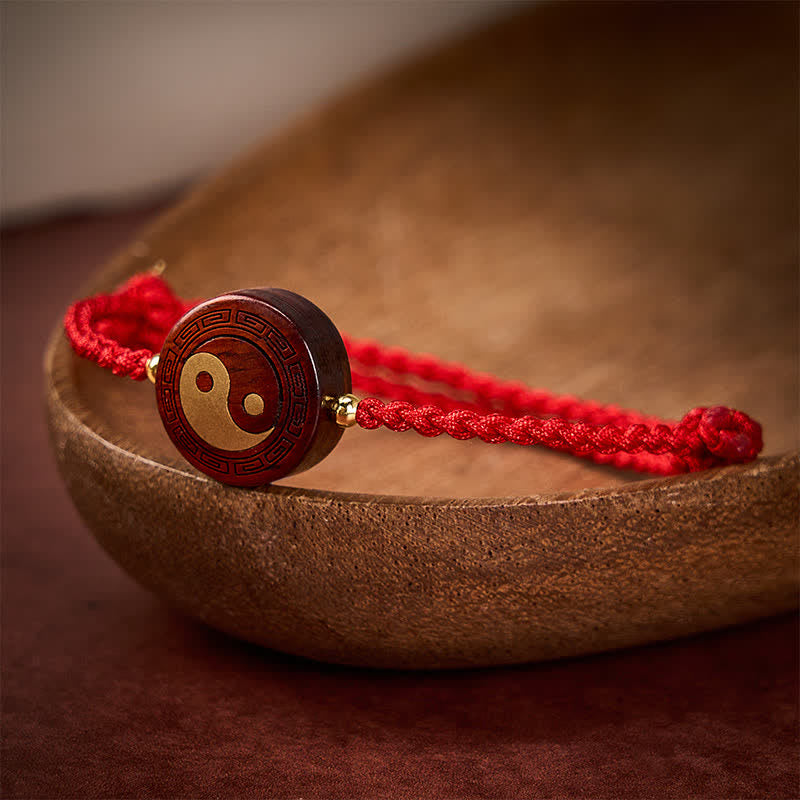 Buddha Stones Lila Sandelholz Yin Yang Schutz Rotes Armband - image 3