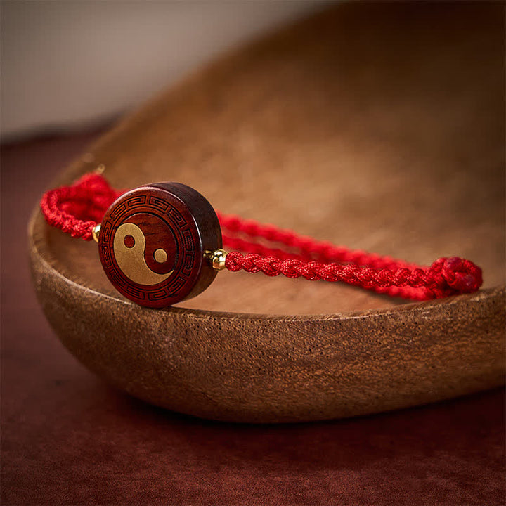 Buddha Stones Lila Sandelholz Yin Yang Schutz Rotes Armband - image 3