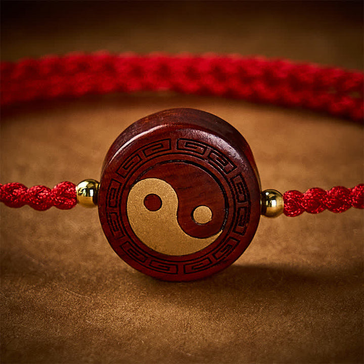 Buddha Stones Lila Sandelholz Yin Yang Schutz Rotes Armband - image 4