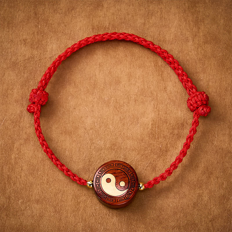 Buddha Stones Lila Sandelholz Yin Yang Schutz Rotes Armband - Yin Yang (Gleichgewicht ♥ Harmonie) - image 0