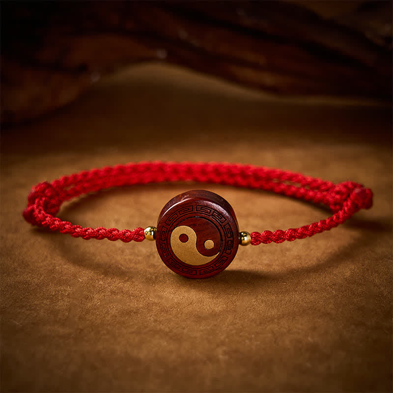 Buddha Stones Lila Sandelholz Yin Yang Schutz Rotes Armband - image 2
