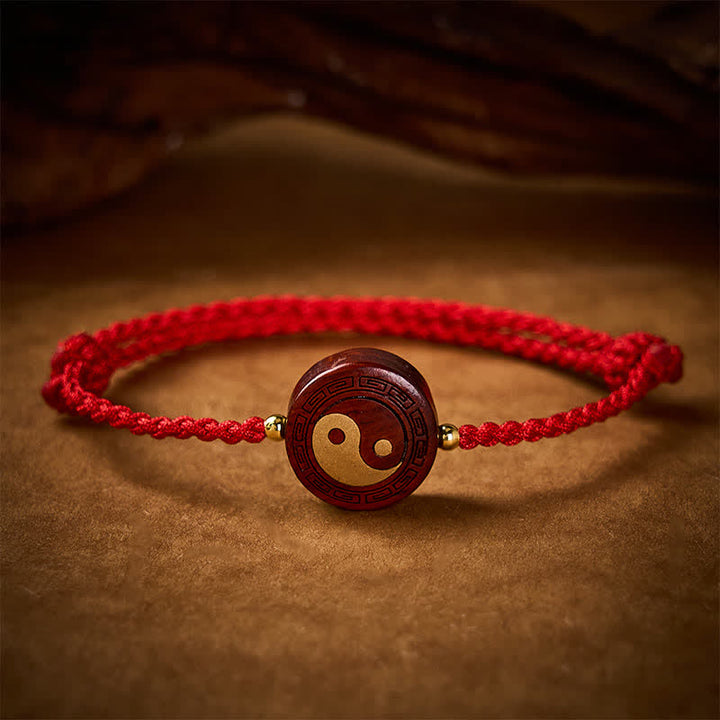 Buddha Stones Lila Sandelholz Yin Yang Schutz Rotes Armband - image 2