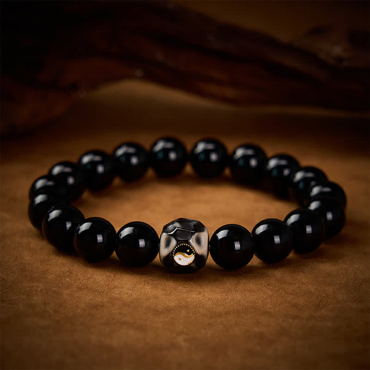 Buddha Stones Tibetisches Achat-Yin-Yang-Armband mit runden Perlen - image 3