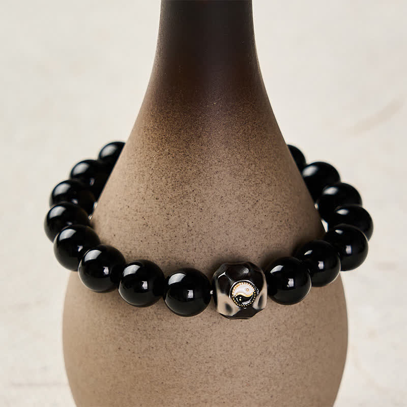 Buddha Stones Tibetisches Achat-Yin-Yang-Armband mit runden Perlen - image 8