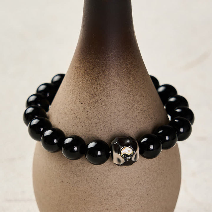 Buddha Stones Tibetisches Achat-Yin-Yang-Armband mit runden Perlen - image 8