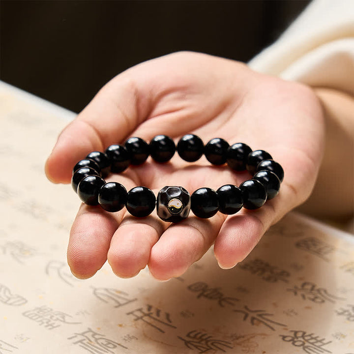Buddha Stones Tibetisches Achat-Yin-Yang-Armband mit runden Perlen - image 9