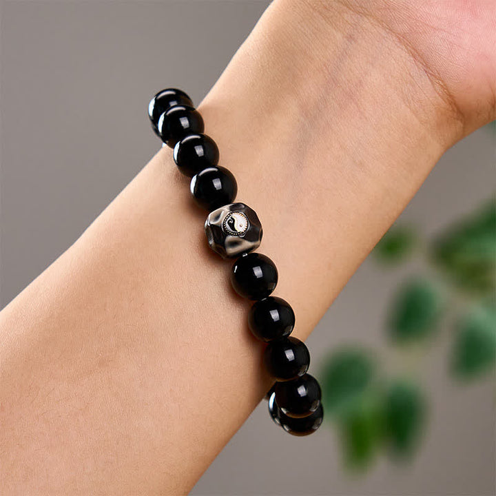 Buddha Stones Tibetisches Achat-Yin-Yang-Armband mit runden Perlen - image 10