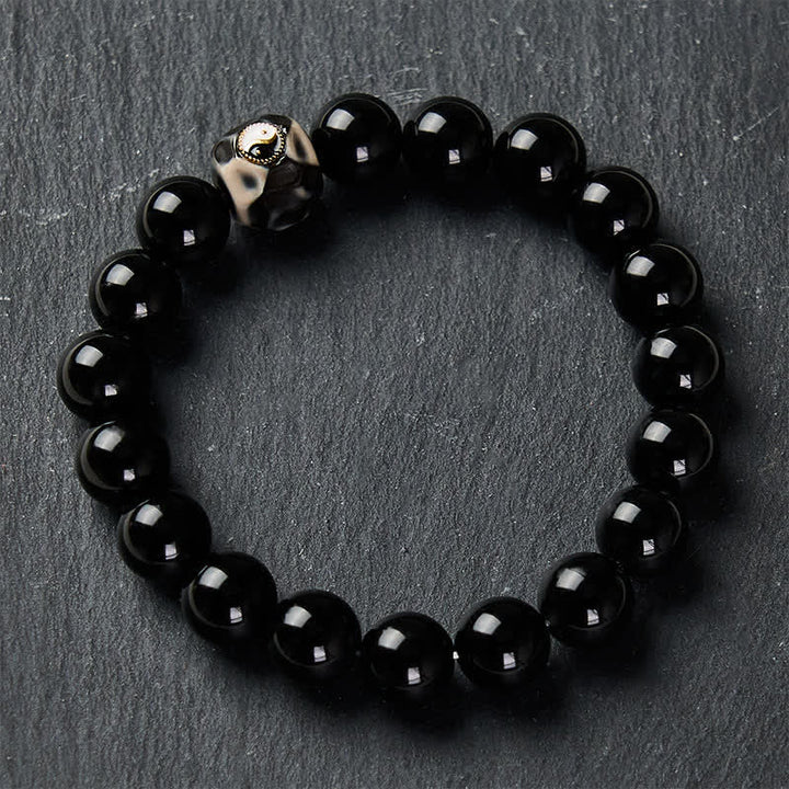 Buddha Stones Tibetisches Achat-Yin-Yang-Armband mit runden Perlen - image 2