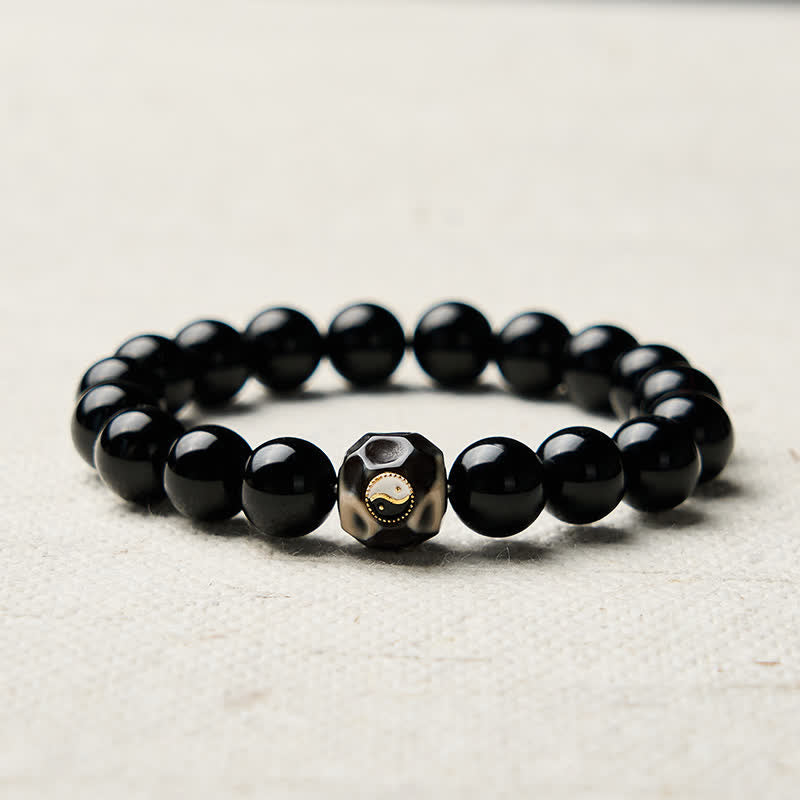 Buddha Stones Tibetisches Achat-Yin-Yang-Armband mit runden Perlen - image 4