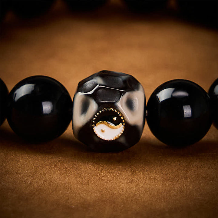 Buddha Stones Tibetisches Achat-Yin-Yang-Armband mit runden Perlen - image 11