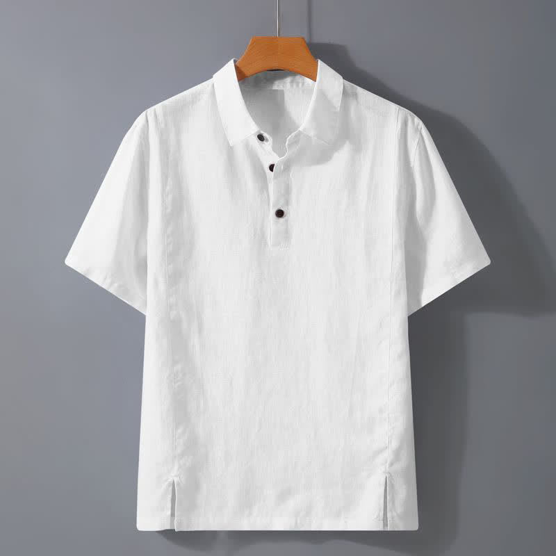 Buddha Stones Lässiges, minimalistisches Sommerhemd mit Knopfleiste, einfarbig, Kurzarm, für Herren - Weiß - US/UK/AU44, EU54 (4XL) - image 5