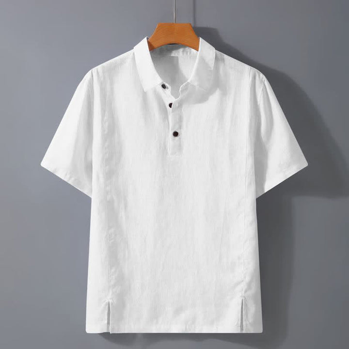 Buddha Stones Lässiges, minimalistisches Sommerhemd mit Knopfleiste, einfarbig, Kurzarm, für Herren - Weiß - US/UK/AU44, EU54 (4XL) - image 5