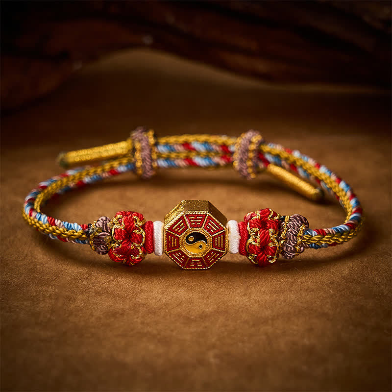 Buddha Stones Buntes, handgewebtes Armband mit Bagua-Motiv und chinesischer Münze im tibetischen Stil. - image 11