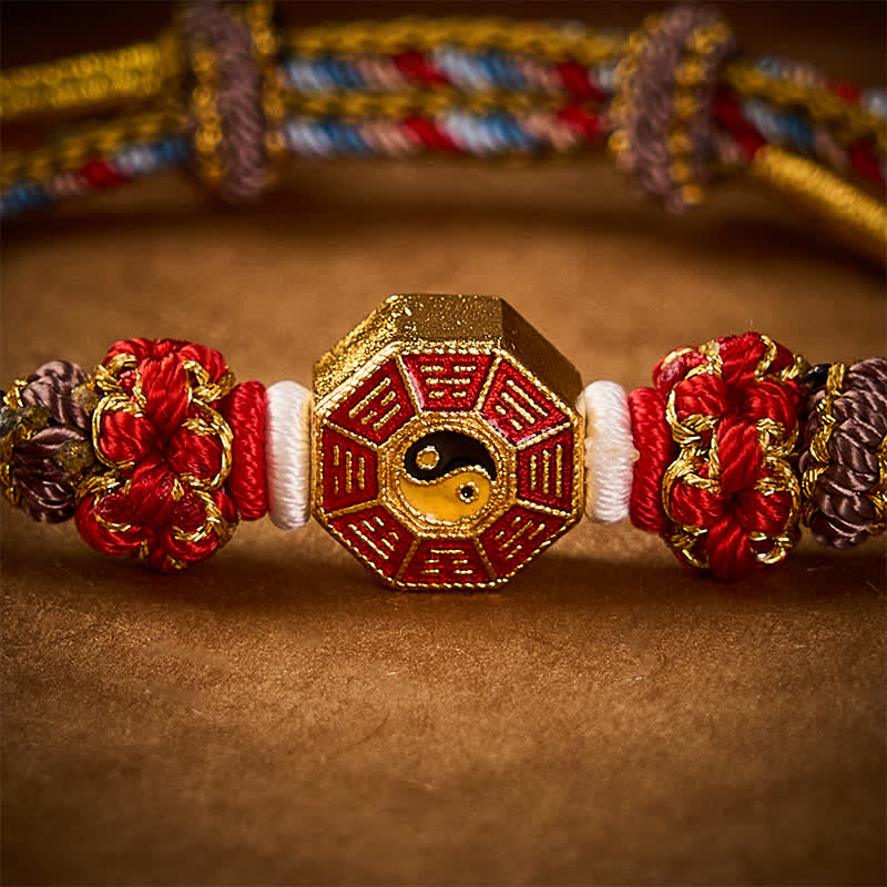 Buddha Stones Buntes, handgewebtes Armband mit Bagua-Motiv und chinesischer Münze im tibetischen Stil. - image 14