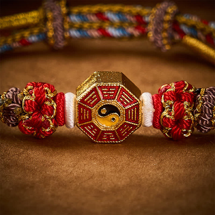 Buddha Stones Buntes, handgewebtes Armband mit Bagua-Motiv und chinesischer Münze im tibetischen Stil. - image 14