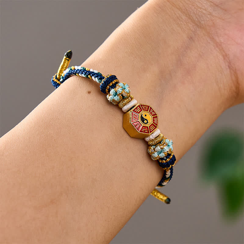 Buddha Stones Buntes, handgewebtes Armband mit Bagua-Motiv und chinesischer Münze im tibetischen Stil. - image 19