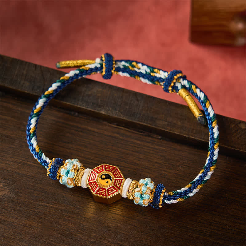 Buddha Stones Buntes, handgewebtes Armband mit Bagua-Motiv und chinesischer Münze im tibetischen Stil. - image 16