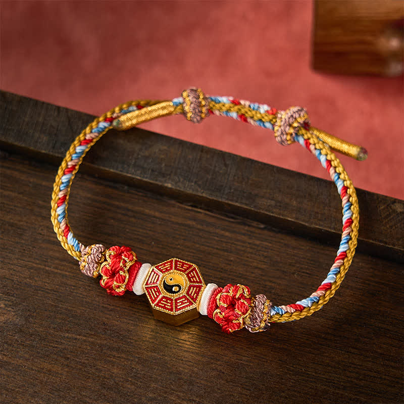 Buddha Stones Buntes, handgewebtes Armband mit Bagua-Motiv und chinesischer Münze im tibetischen Stil. - image 9